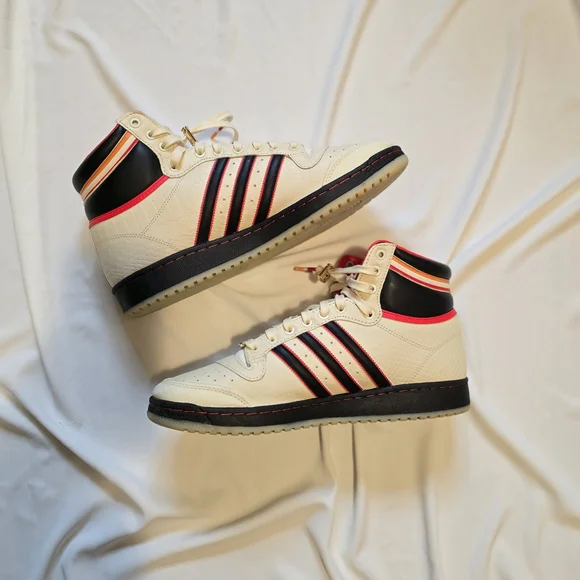 Adidas x ESPN Top Ten Hi Top sneaker in Beige/Black/Red Sz 13 - Picture 5 of 16